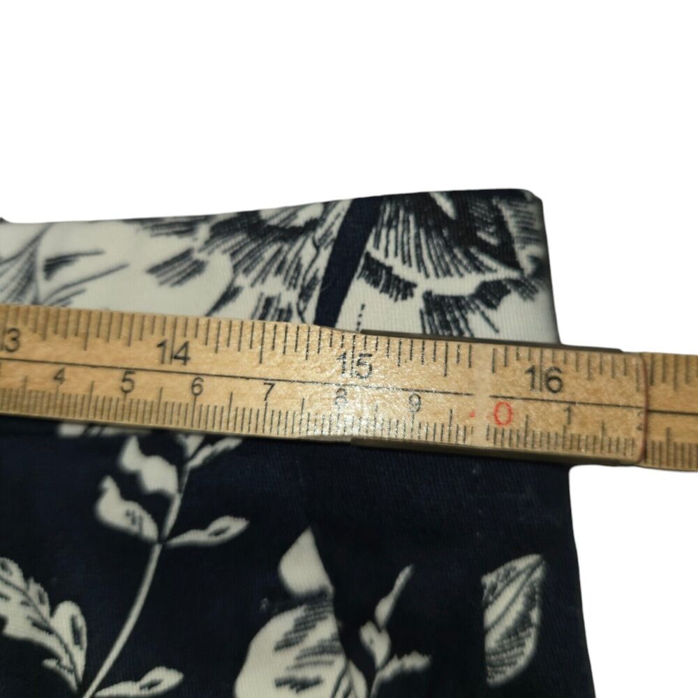 Zara‎ Womens Size 6 Pants Stretch Navy Tropical Floral Color Block Cropped Ankle - Picture 11 of 14
